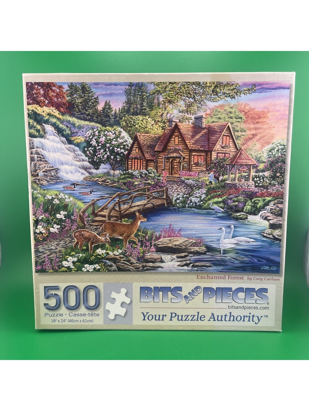 Bits And Pieces "Cottage Stream & Deer" 500-Piece Puzzle VG